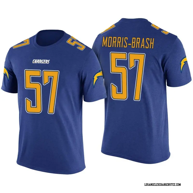 Men's Los Angeles Chargers ＃57 Tre'Mon Morris-Brash Blue Color Rush T-Shirt