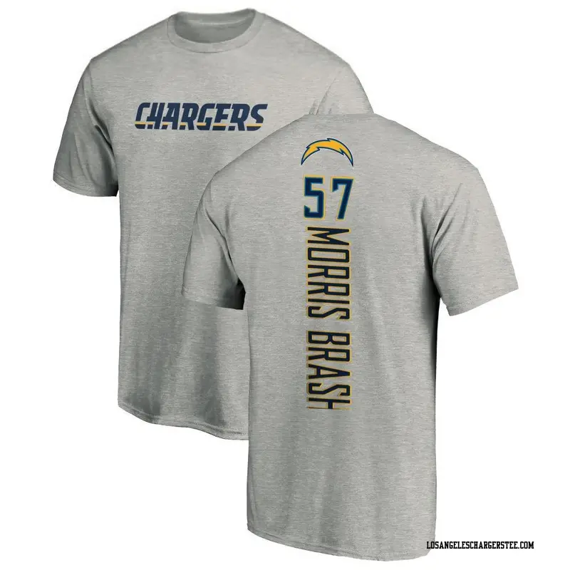 Men's Los Angeles Chargers ＃57 Tre'Mon Morris-Brash Gray Name & Number T-Shirt Heather