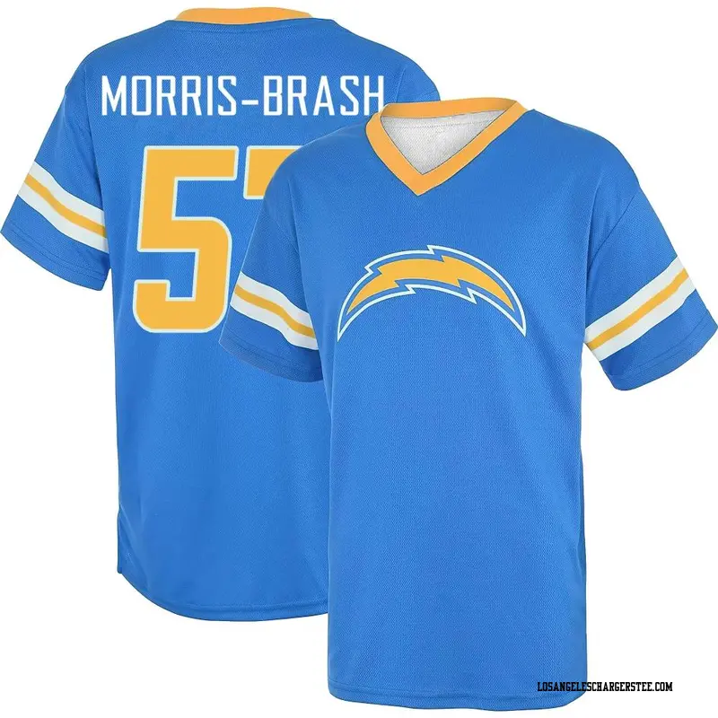 Men's Los Angeles Chargers ＃57 Tre'Mon Morris-Brash Royal Name & Number Game Day V-Neck T-Shirt