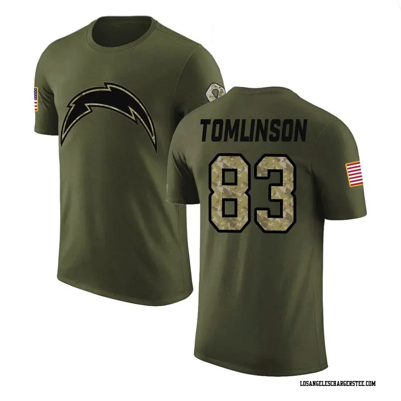 Men's Los Angeles Chargers ＃83 Eric Tomlinson Olive Salute to Service T-Shirt
