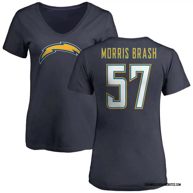 Women's Los Angeles Chargers ＃57 Tre'Mon Morris-Brash Navy Name & Number Slim Fit V-Neck T-Shirt