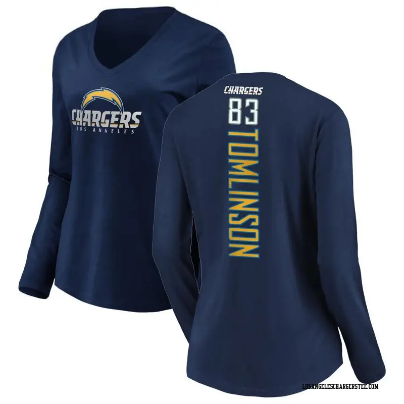 Women's Los Angeles Chargers ＃83 Eric Tomlinson Navy Backer Long Sleeve T-Shirt